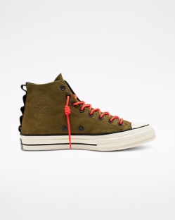 Converse Nubuck Leather Chuck 70 Férfi Magasszárú Fekete/Világos/Olivazöld | HFSIVUK-HU